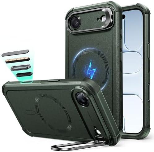 ESR for iPhone Air Case with Stash Stand, 7X Military-Grade Drop Protection, Camera Control, Shock-Absorbing iPhone 17 Air Phone Rugged case, Compatible with MagSafe Accessories, Cyber Series, Green