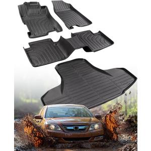 DiffCar for Honda Accord Floor Mats 2008 2009 2010 2011 2012 (Gas Only), All-Weather TPE Car Accessories for 8th Accord Sedan (Not Fit Coupe), Interior Rubber Car Floor Mat & Trunk Liner, Black Rugs