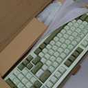 Wireless Keyboard and Mouse Combo Creamy with Number Pad for Desktop Mac iPad Bluetooth/2.4ghz/Wired Rechargeable Light up RGB Quiet Compatible with PC Laptop Tablet (Green)