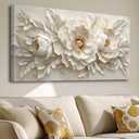 Large scale Flower canvas wall art Mural White Flower Abstract Decoration Painting Modern Nordic Plant Flower Poster Printing Living Room Dining Room Bedroom Office Corridor Home Decoration, 20x40 inches