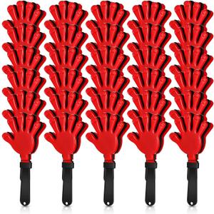 50 Pieces 7.5 Inch Black Red Hand Clappers Noise Makers Plastic Clappers Noisemakers for Birthday Party Sports Event Game Carnival Holiday Party Supplies