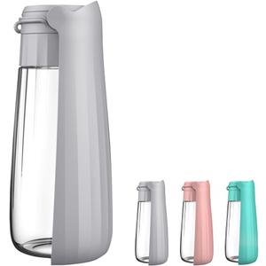 Dog Water Bottle Portable for Walking Pet Travel 19 OZ Leak proof Water Bottle Bowl with Drinking Feeder Cat Puppy Water Dispenser for Hiking Camping Grey