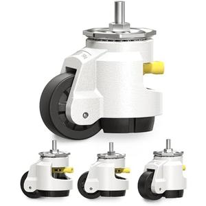 HOLKIE Leveling Stem Casters Set of 4 Heavy Duty Retractable Caster Wheels, 1/2" and M12 Stem Size, Total Capacity 4960 Lbs, Adjustable Wheel with Ratchet Handle for Workbench, Machine, Equipment, White