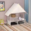 DuvinDD 2-Story Small Rabbit Cage Indoor Bunny Hutch with 2 Deep Pull-Out Trays and Urine Guard, Guinea Pig Cage Metal Wire Netting Villa, Small Animals House for Ferret, Chinchilla, Hedgehog