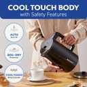 Elite Gourmet 1.7L Cool-Touch 1500W Fast Boil Electric Kettle, Fully Stainless Steel Lid & Interior BPA Free, Double Wall, Auto Shut-Off, Black