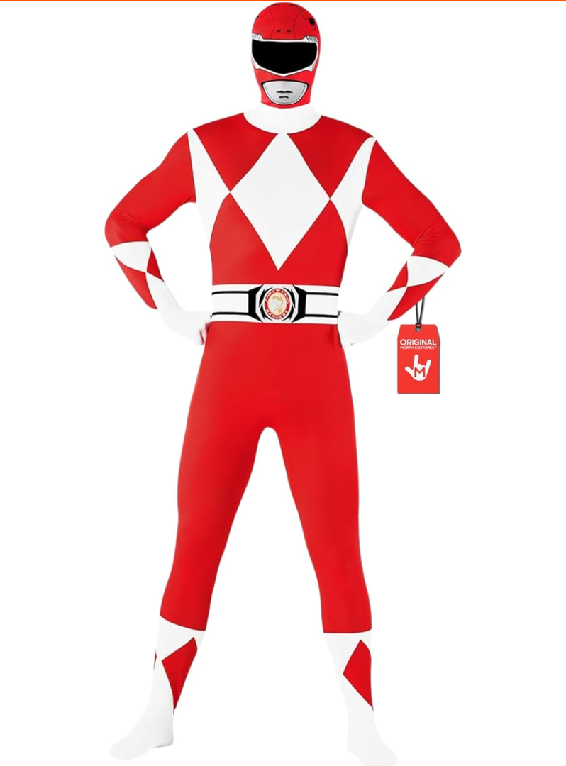 Morphsuits Red Power Ranger Costume Adult Men, Power Ranger Costume Adult, Funny Costumes for Adults Size M