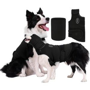 Dog Anxiety Vest with Band Noise Cancelling Ear Muffs Combination Set Soft Thunder Jacket for Fireworks, Vet Visits & Separation Anxiety No Medication or Training, Medium