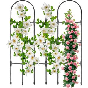 Trellis for Climbing Plants Outdoor,47.2" H Garden Trellis,Rustproof Garden Arch Trellis Cucumber Tomato Support Structure for Raised Bed(Black)