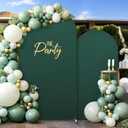 Set of 2 Hunter Green Arch Covers (6.6ft & 5ft) for Christmas Spandex Stretchy Fitted Arch Backdrop Cover Wrinkle-Free Round Top Chiara Arch Stand Cover for Wedding Birthday Party Banquet Backdrop