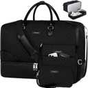 Weekender Bag for Women, Travel Duffel Bag Carry On Overnight Bag with Shoe Compartment Large Nylon Travel Weekend Tote Bag (9-black)