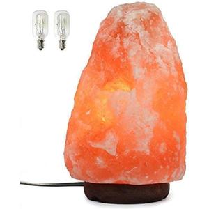 7 Inch Himalayan Salt Lamp with Dimmer Cord - Night Light Natural Crystal Rock Classic Wood Base Authentic from Pakistan
