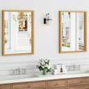 Syndra Natural Wood Frame Bathroom Mirror, 22x30'' Modern Vanity Mirror for Wall, Waterproof Slim Deep Frame, Rectangular HD Tempered Glass Mirror for Living Room, Bedroom, Entryway, Rustic, Farmhouse