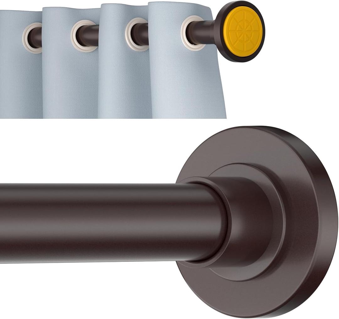 Bronze Shower Curtain Rod Tension 30 to 80 Inch,1 Inch Diameter Adjustable Tension Curtain Rod No Drilling,Shower Rods for Bathroom,No Rust