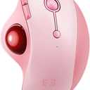seenda Wireless Trackball Mouse, Ergonomic Bluetooth Rollerball Mouse Rechargeable, 3 Device Connection Optical Mice Adjustable DPI Thumb Control Mice Compatible for PC/Laptop/Windows/Mac - Pink