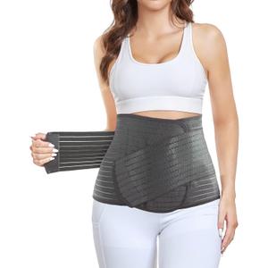 Postpartum Belly Band, Abdominal Binder Post Surgery Belly Wrap, C-section Recovery Belt, Waist/Pelvis Support Belt for Stomach Recovery & Back Pain Relief (Polyester derived from Bamboo Charcoal Fiber (Grey, Large/X-Large)