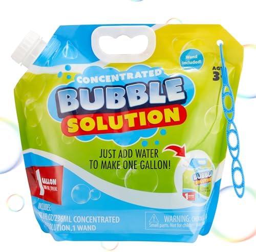 SYNCFUN 128oz Bubble Solution with Small Wand, Concentrated Solution Refills for Bubble Machine, Wands, Blower, Easter