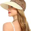 Women Wide Brim Straw Visor Sun Hat UV Protection Packable Beach Cap for Summer UPF 50+