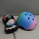 Color Gradient Kids Bike Helmet and Pads Adjustable Helmet for Kids Protective Gear Set with Elbow Knee Pads Wrist Guards for Cycling Bicycle (Small: 20.1"-21.2"/51-54cm)