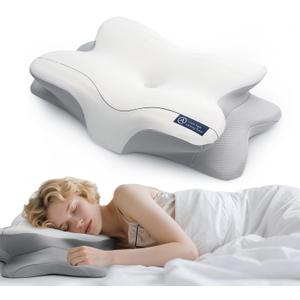 Cervical Neck Pillow for Side & Back Sleepers, Ergonomic Memory Foam Pillow for Sleep Apnea, Neck Pain Relief, Neck Support Pillow with Breathable Pillowcase