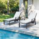 Crestlive Chaise Lounge Cushions Outdoor Set of 2, 80"x23", Waterproof | Pool Lounge Chair Cushions with Removable Cover, Fade Resistant Lounger Cushions for Patio Furniture, Gray on White