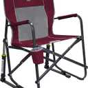GCI OUTDOOR Freestyle Rocker Camping Chair | Portable Folding Rocking Chair with Solid, Durable Armrests, Drink Holder & Comfortable Backrest  Cinnamon