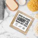 Open 24 Hours Laundry Co. Sign, Laundry Room Sign, Rustic Farmhouse Tabletop Decor for Home Bathroom, Funny Washing Room Wall Art Signs, Decorative Wooden Plaque Signs