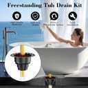 Freestanding Tub Drain Kit, PVC Bathtub Drain Rough-in Kit，Compatible with Free Standing Bathtubs, Floor Mounted Bathtubs and Island Bathtub, with PVC Plastic Adapter and Brass Tail Pipes