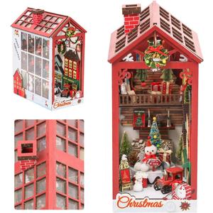 Book Nook Kit DIY Miniature House Kit, Tiny House Kit for Adults to Build, Mini House 3D Wooden Puzzle Craft Booknook Decor Diorama Kits Gifts for Adults Teens, with Music Lighting