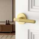 Asidrama 8 Pack Brushed Gold Dummy Door Handles, Non-Turning Decorative Door Lever with Door Knobs for Closet, French Double Doors, Pantry & Interior Push/Pull Use 07