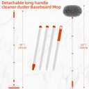 Baseboard Cleaner Tool with Handle, Extendable Long Handle Baseboard Cleaning Duster with Reusable Pads for Floorboard, Ceiling Fan Blade Cleaner Duster (Gray)
