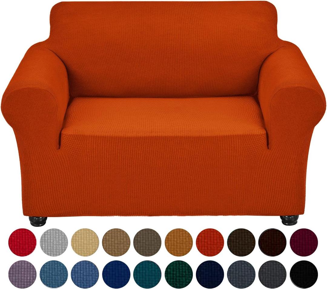 Joccun Stretch Chair Couch Cover,1-Piece Sofa Slipcover Spandex Jacquard Fabric Sofa Covers with Elastic Bottom, Furniture Protector for Dogs, Cats, Kids(Armchair, Pureed Pumpkin) (Small 35" - 55")
