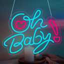 Oh Baby Neon Sign for Wall Decor, Baby Shower LED Neon Light for Boy Girl, Gender Reveal, Birthday Party Wall Decor,16.14x12.6 inches