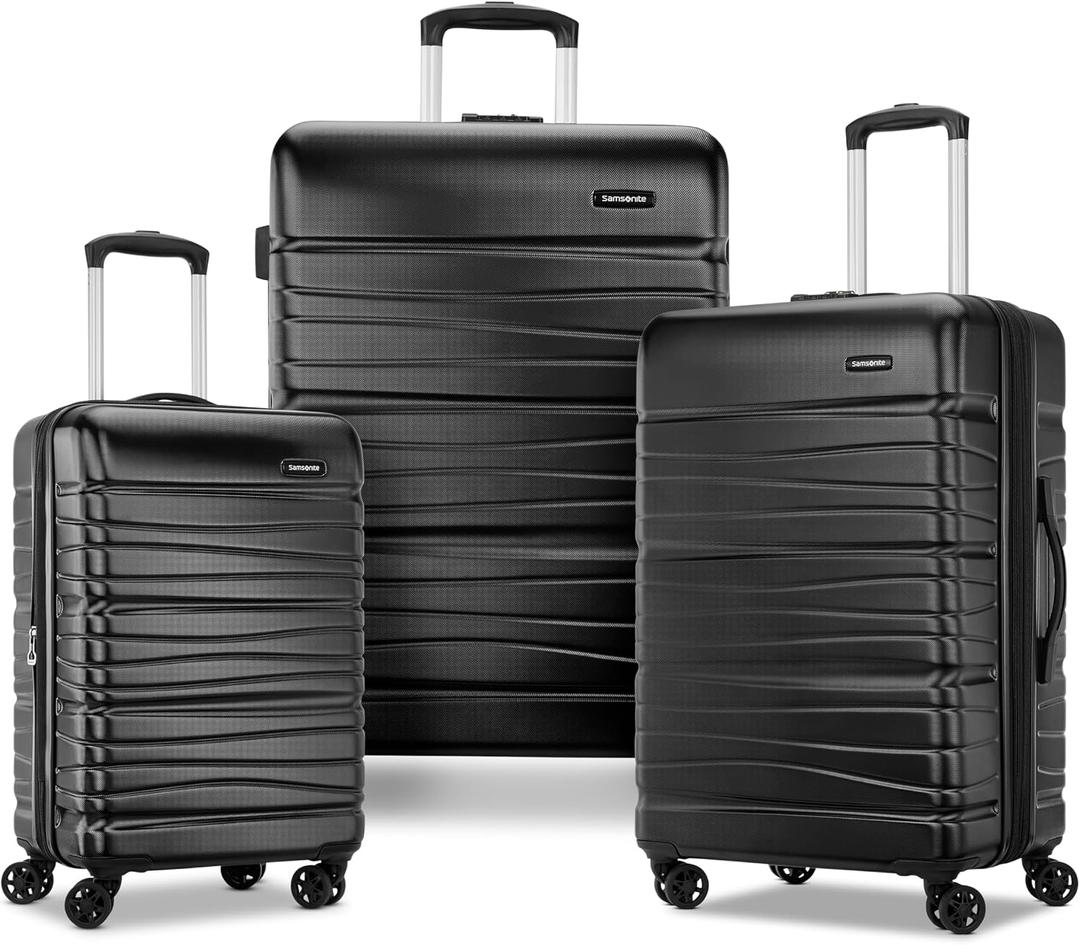 Samsonite Evolve SE Hardside Expandable Luggage with Spinners, Bass Black, 3PC Set (CO/M/L), 3-Piece Set