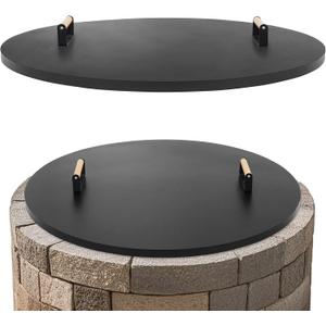 1MORE Fire Pit Lid Round 36" - Metal Firepits Cover with Wooden Handles for Patio Firepits,Rust Resistant 1.5mm Fire Pits Metal Lid, Firepits Accessory, Fire Pits Cover Round, All-season Protective