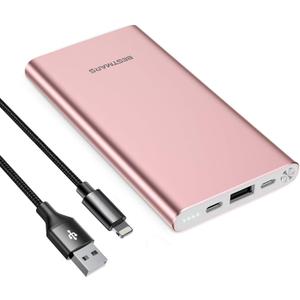 10000mAh PD 3.0 Power Bank Portable Charger Quick Charge USB C 18W Fast Charging Battery Pack for iPhone 16 15 14 13 12 11 X XS Pro MAX XR iPad Mini Samsung Galaxy S20 S10 S9 S8 Smartphone & More Pink (Rose gold)