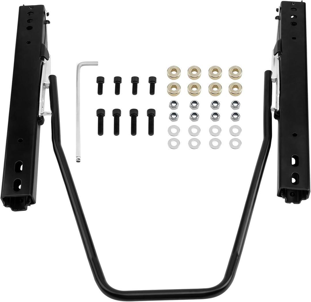 Universal Car Seat Slider, Dual Locking Rails Brackets Kit, Steel Frame, Black (1 set)