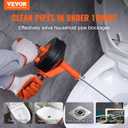 VEVOR Drain Auger 25Ft, Plumbing Snake with Drill Attachment, Plumbers Snake Drain Clog Remover for Kitchen Bathroom Shower Sink with Protective Hose and Gloves