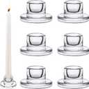 6 PCS Glass Taper Candle Holders Bulk Candlestick Holders Clear Short Tapered Candle Stick Holder Decor Set for Table Centerpiece Wedding Party Advent Christmas Home Decorations (6, Clear)