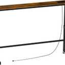 Aduanbang Adjustable Height Narrow Console Table with 2 Power Outlets, 39.4" Long x 5.9" Wide, Slim Behind Sofa Table, Rustic Brown  Ideal for Living Room, Entryway, or Hallway