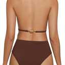 SweatyRocks Women's Backless Skinny Halter Bodysuit Sleeveless Deep V Neck Leotard Top M