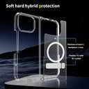 Hiooloon Magnetic for Pixel 10 Pro Fold Case Clear, Compatible with Pixelsnap & MagSafe, Built-in 2-Way Kickstand [Horizontal & Vertical Stand] Magnetic Slim Fit Anti-Slip Rugged Bumper Cover (Clear)