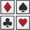 Poker Wall Art Decor Game Room Decor Framed Wooden Square Accessories Hanging Vintage Rustic Masculine Decorative Wall Signs for Boy Man Room Living Room Bedroom Gift for Gaming Lover, Set of 4