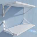 COCOYA Wall Shelves 7.3" Deep Set of 2, Solid Paulownia Wood Wider Longer Sturdy Easy to Install Wall Mounted Bookshelves Storage Shelves Bathroom Storage Office Laundry Room Bedroom Organizer White