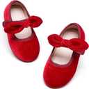 Kiderence Little Toddler Girls Dress Shoes Ballerina Ballet Flats Kids Mary Janes (Ck321 Red) size 10M