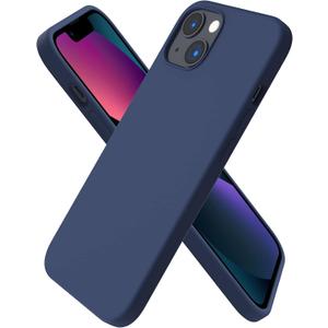 ORNARTO Compatible with iPhone 13 Case 6.1, Slim Liquid Silicone 3 Layers Full Covered Soft Gel Rubber Phone Case Protective Cover 6.1 Inch-Navy Blue
