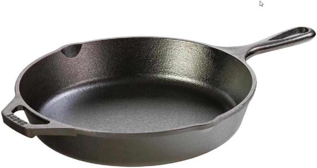 Lodge 10.25 Inch Cast Iron Skillet  Pre-Seasoned Frying Pan with Teardrop Handle  Oven, Stovetop, Grill & Campfire Use  Made in USA  Durable, Non-Toxic, Even-Heating Cookware  Black
