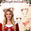 9 x Deer Reindeer Elk Headbands: Women Girls Fairy Headwear Floral Flower Headdress Hairband for Christmas Xmas Party