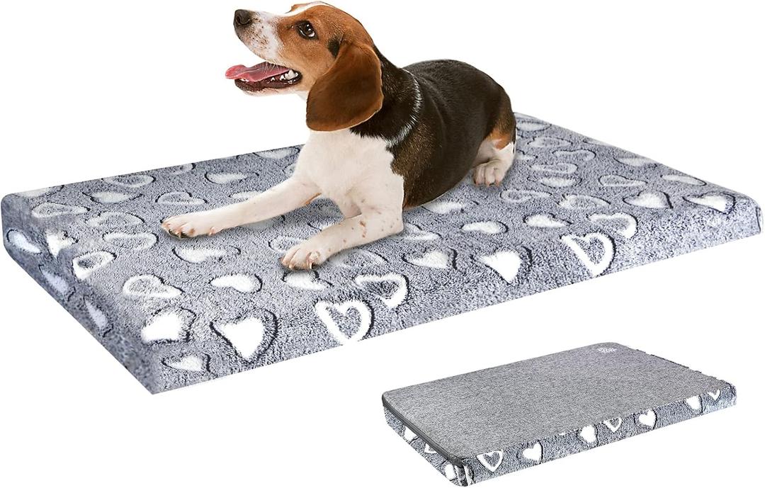 VANKEAN Dog Crate Mat - Reversible Cool & Warm Stylish Bed, Waterproof & Machine Washable, Supports Small to XXL Dogs, Grey (L(36 x 24 x 3"))