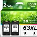 Ankink 63XL Ink Cartridges Replacement for HP 63 XL (Black 2-Pack) Work with HP63 3830 4650 4652 4655 5200 5252 5255 5258 4520 4512 1112 2132 3630 3632 3631 2130 4510 4654 Printers 2 BK