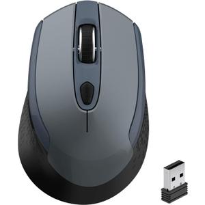 Wireless Mouse, 2.4G Silent Cordless Mouse for Laptop, Mouse with 6 Buttons and 3 Adjustable DPI for Computer, Deskbtop, MacBook, PC (Grey)